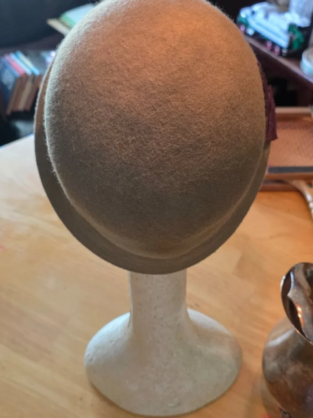 Albertus Swanepoel for Target 100% Wool Cloche Hat Olive Taupe Ribbon Detail